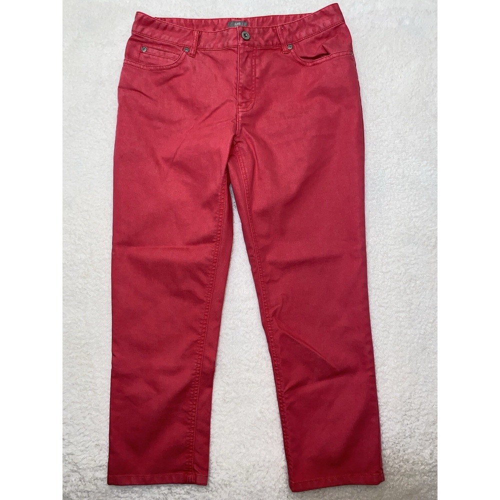 J Jill Women's Cropped Stretch Pants Coral Pink Size 6 Jeans Like